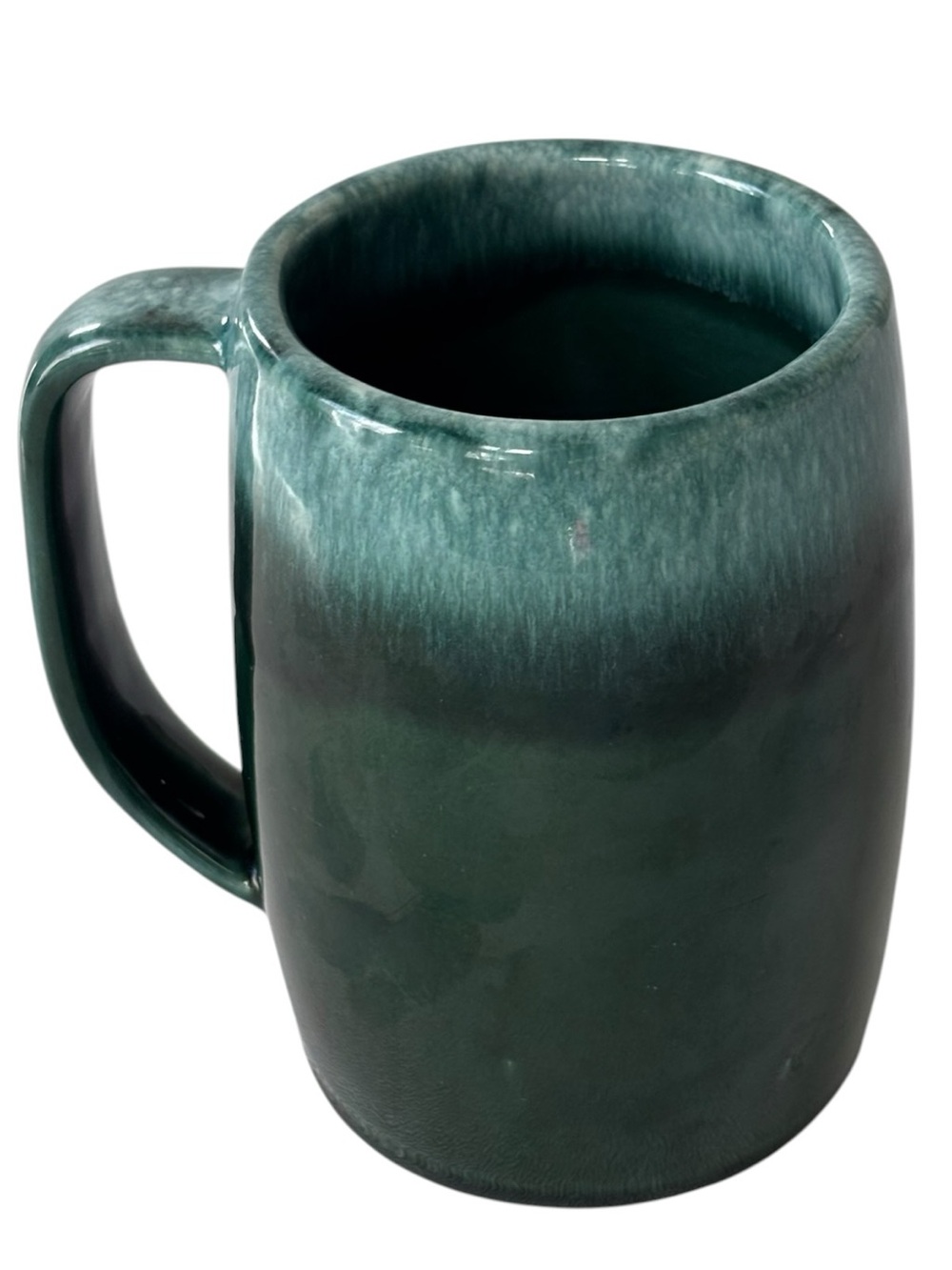 Hull vintage oven proof agate green drip ceramic stein mug made in USA | 18 oz